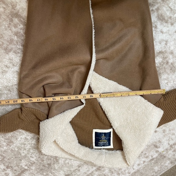 Cavalini Faux Sherpa Fur Taupe Sweater Jacket brown and white faux fur SZ SM tan - Picture 12 of 14
